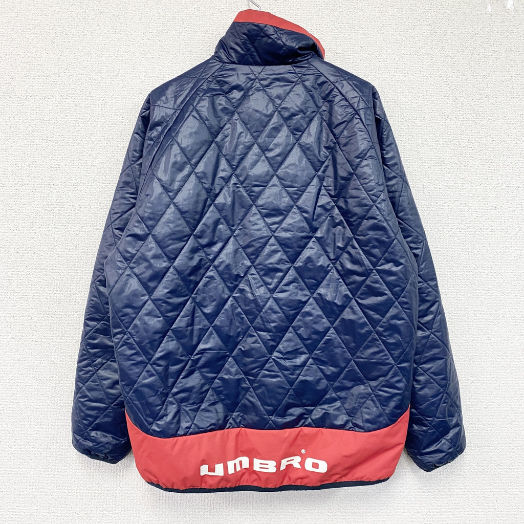 UMBRO　アンブロ　フルジップ中綿ジャケット　リバーシブル　紺　ネイビー　赤　レッド　Oサイズ　古着