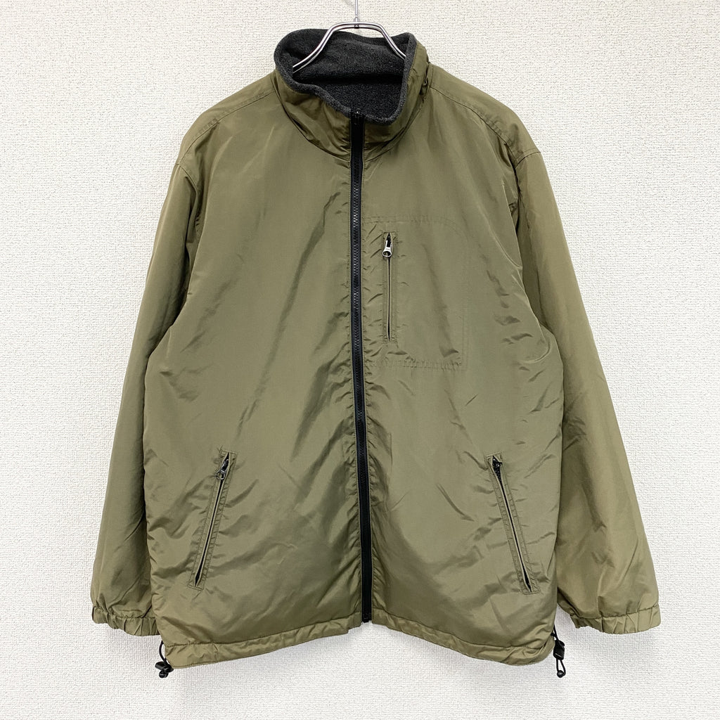 OLD UNIQLO　オールドユニクロ　ウォームアップジャケット/フリースジャケット　リバーシブル　カーキ　グレー　Mサイズ　古着