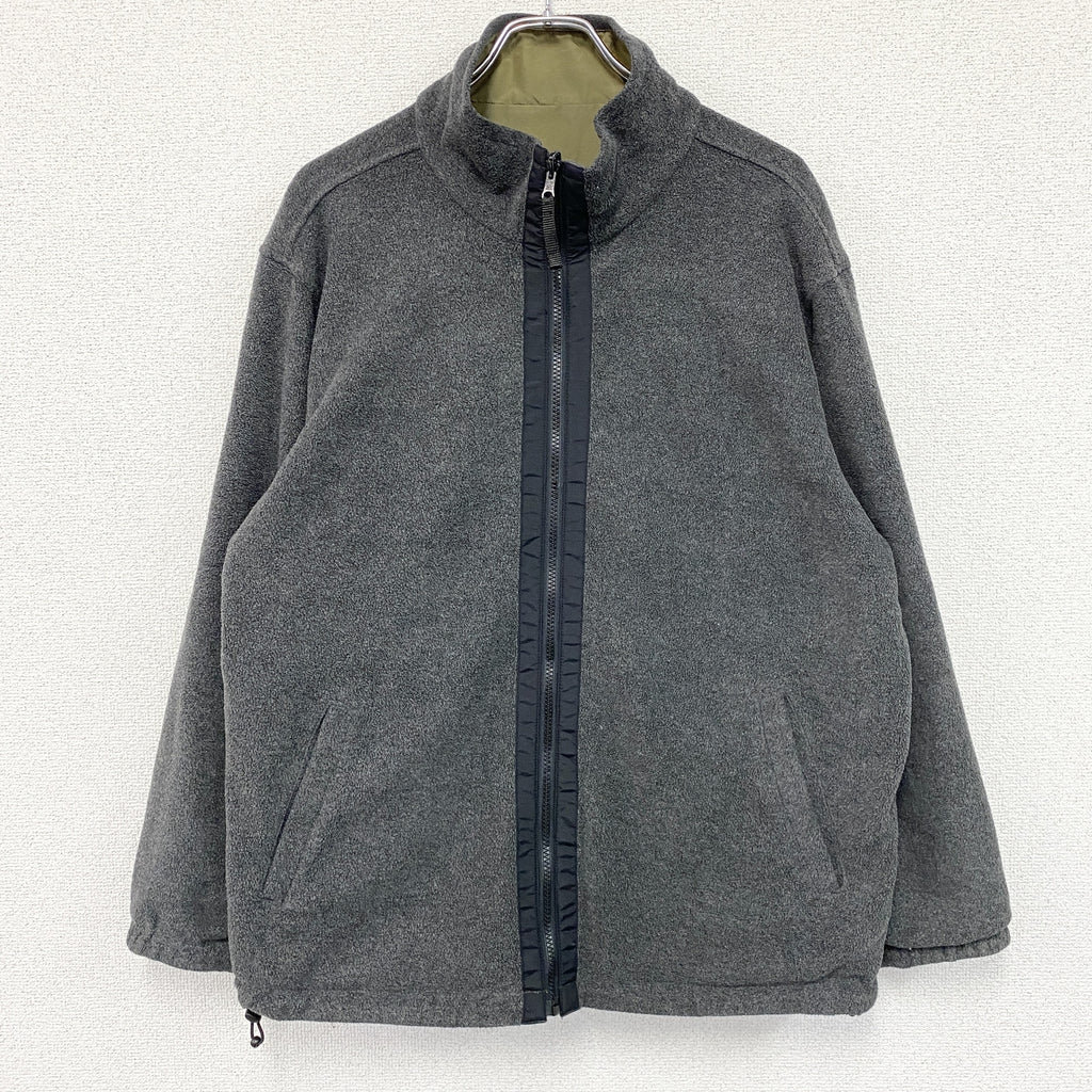 OLD UNIQLO　オールドユニクロ　ウォームアップジャケット/フリースジャケット　リバーシブル　カーキ　グレー　Mサイズ　古着