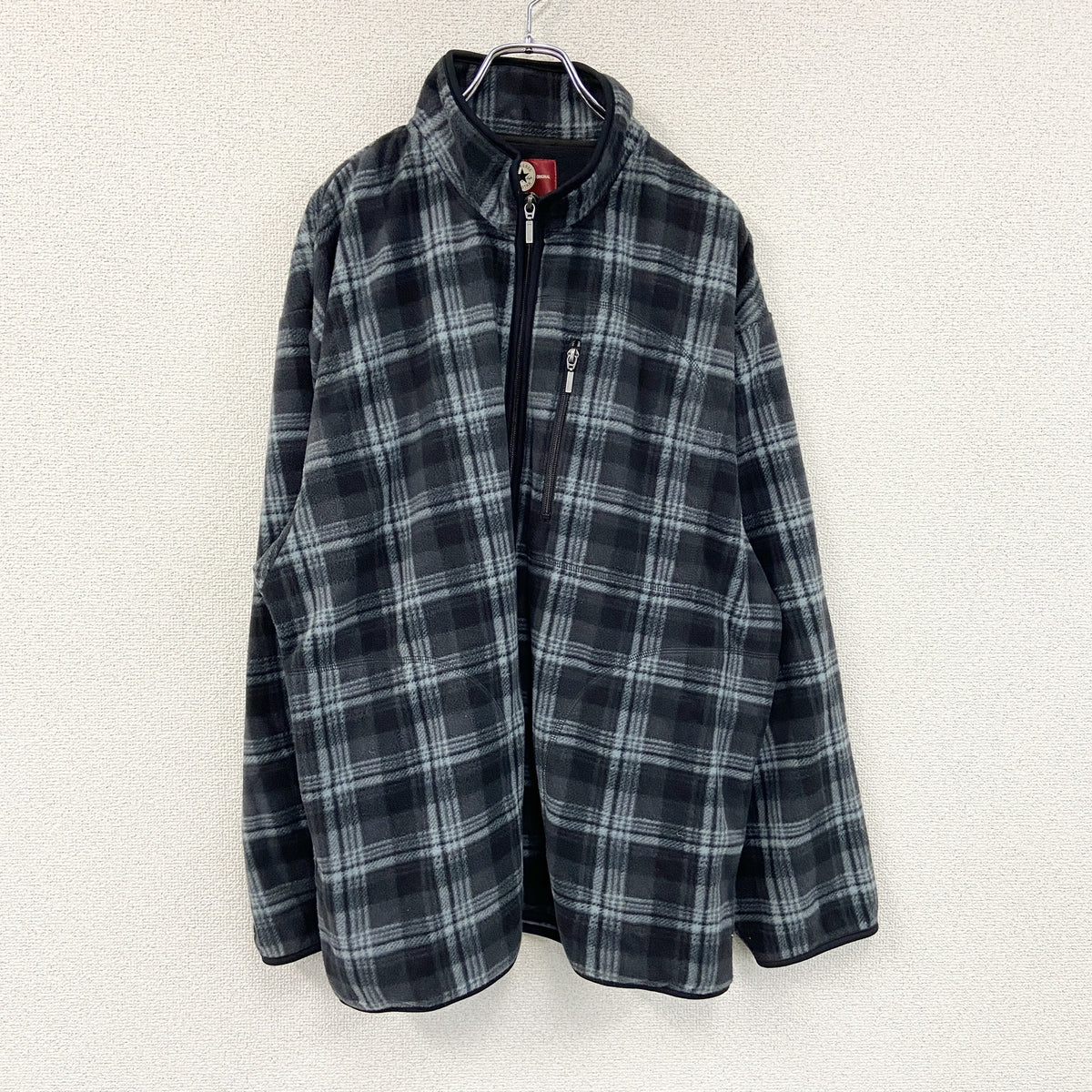 CONVERSE　コンバース　フリースジャケット　チェック柄　グレー　3Lサイズ　古着