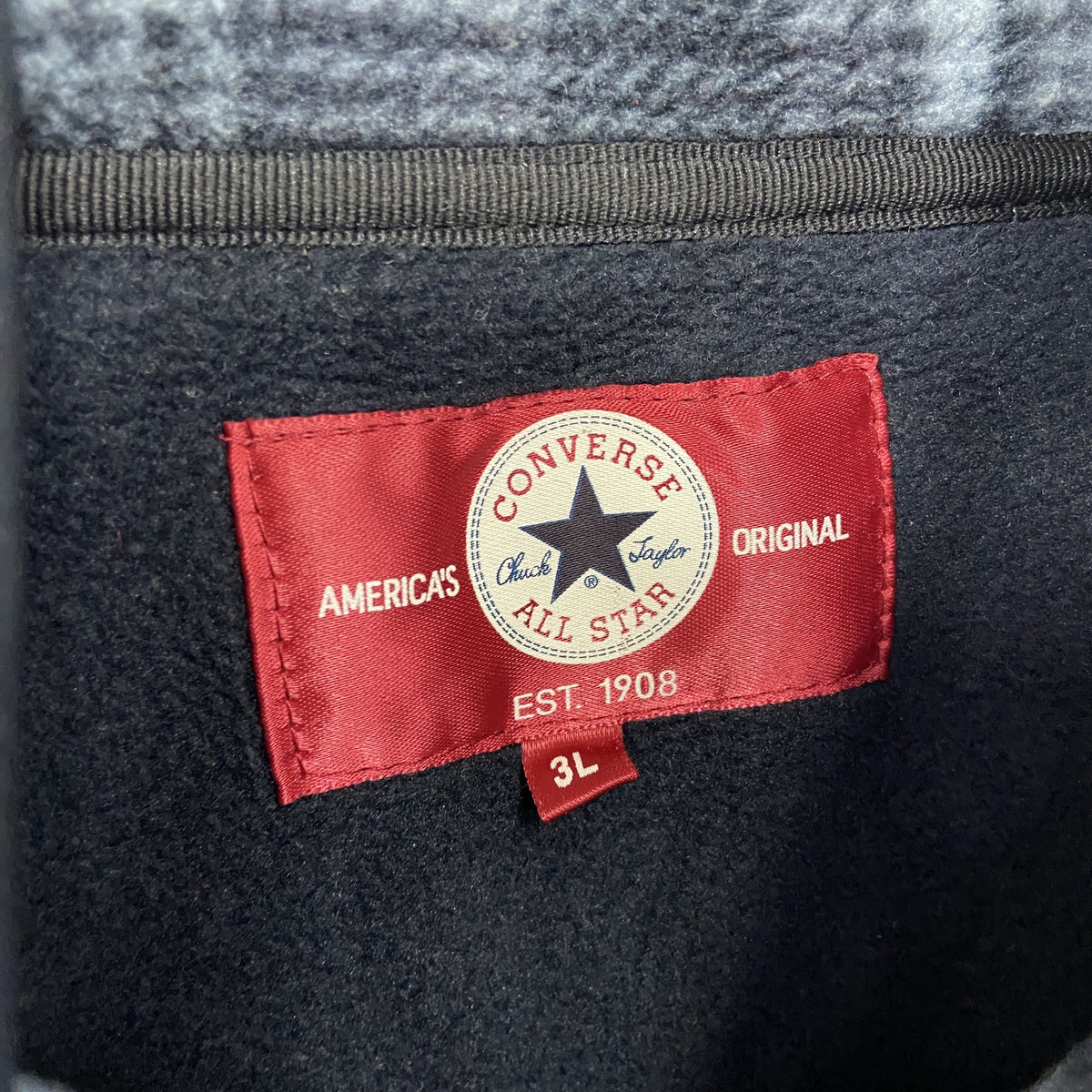 CONVERSE　コンバース　フリースジャケット　チェック柄　グレー　3Lサイズ　古着