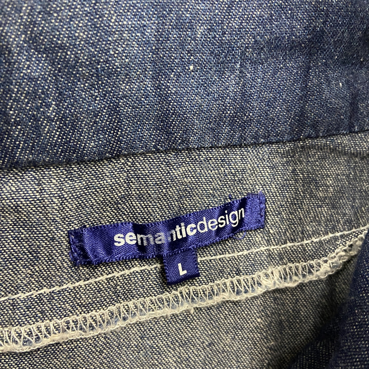 Semantic Design　セマンティックデザイン　長袖シャツ　デニムギミックシャツ　チェック柄　赤　レッド　インディゴ　Lサイズ　古着