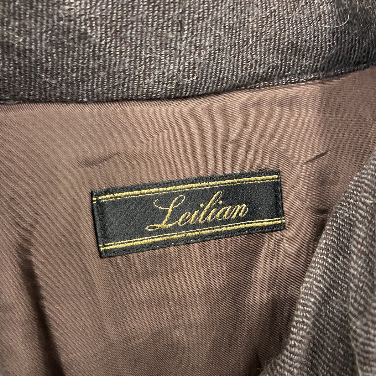 Leilian　レリアン　長袖シャツワンピース　茶色　ブラウン　9サイズ　古着