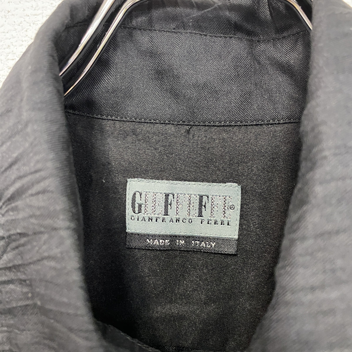 Gianfranco Ferre　ジャンフランコフェレ　長袖シャツ　切替　黒　ブラック　XSサイズ　古着