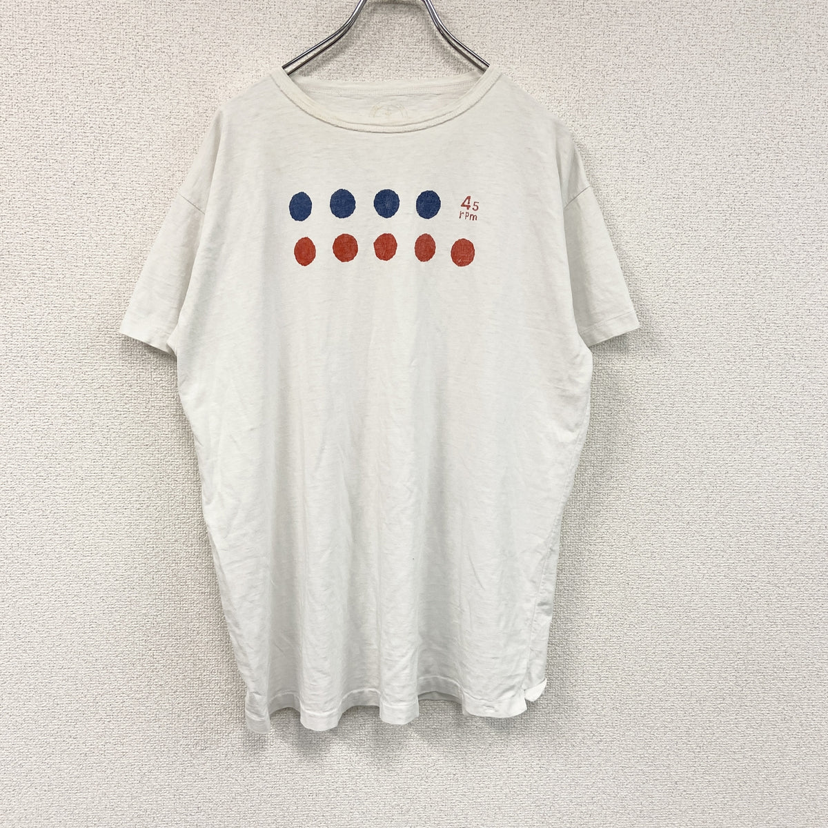 45rpm　半袖プリントTシャツ　シングルステッチ　ヴィンテージ　白　ホワイト　古着