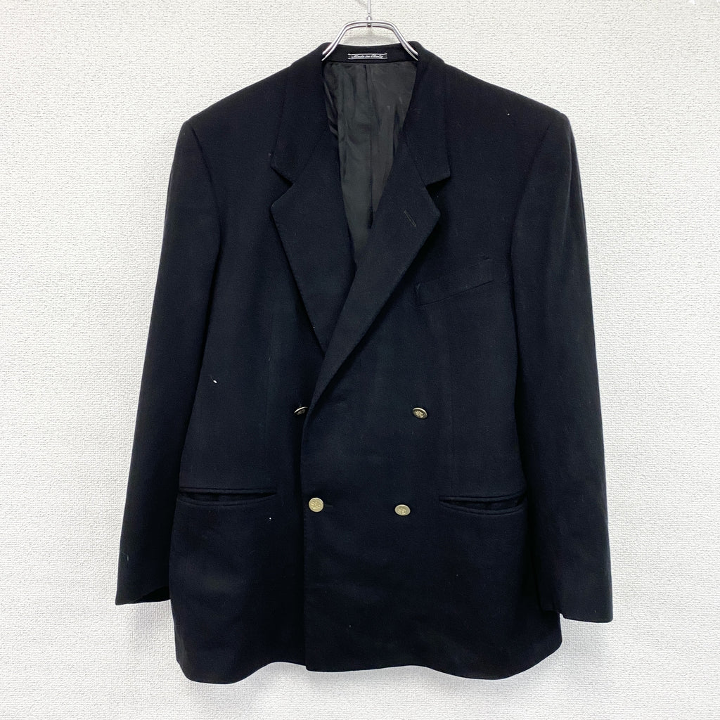 Ermenegildo Zegna　エルメネジルドゼニア　カシミヤ混ウールテーラードジャケット　黒　ブラック　52サイズ　古着
