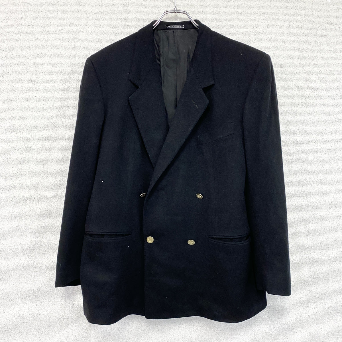 Ermenegildo Zegna　エルメネジルドゼニア　カシミヤ混ウールテーラードジャケット　黒　ブラック　52サイズ　古着
