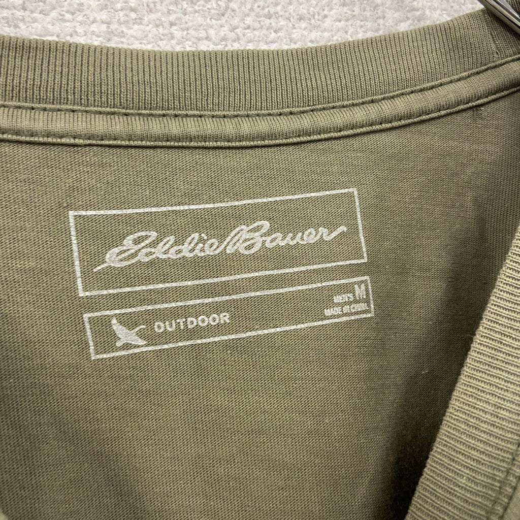 Eddie Bauer　エディーバウアー　半袖プリントTシャツ　カーキ　Mサイズ　古着