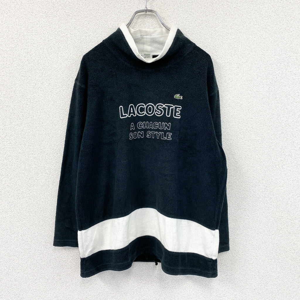 LACOSTE　ラコステ　フリースプルオーバージャケット　黒　白　ブラック　ホワイト　42サイズ　古着