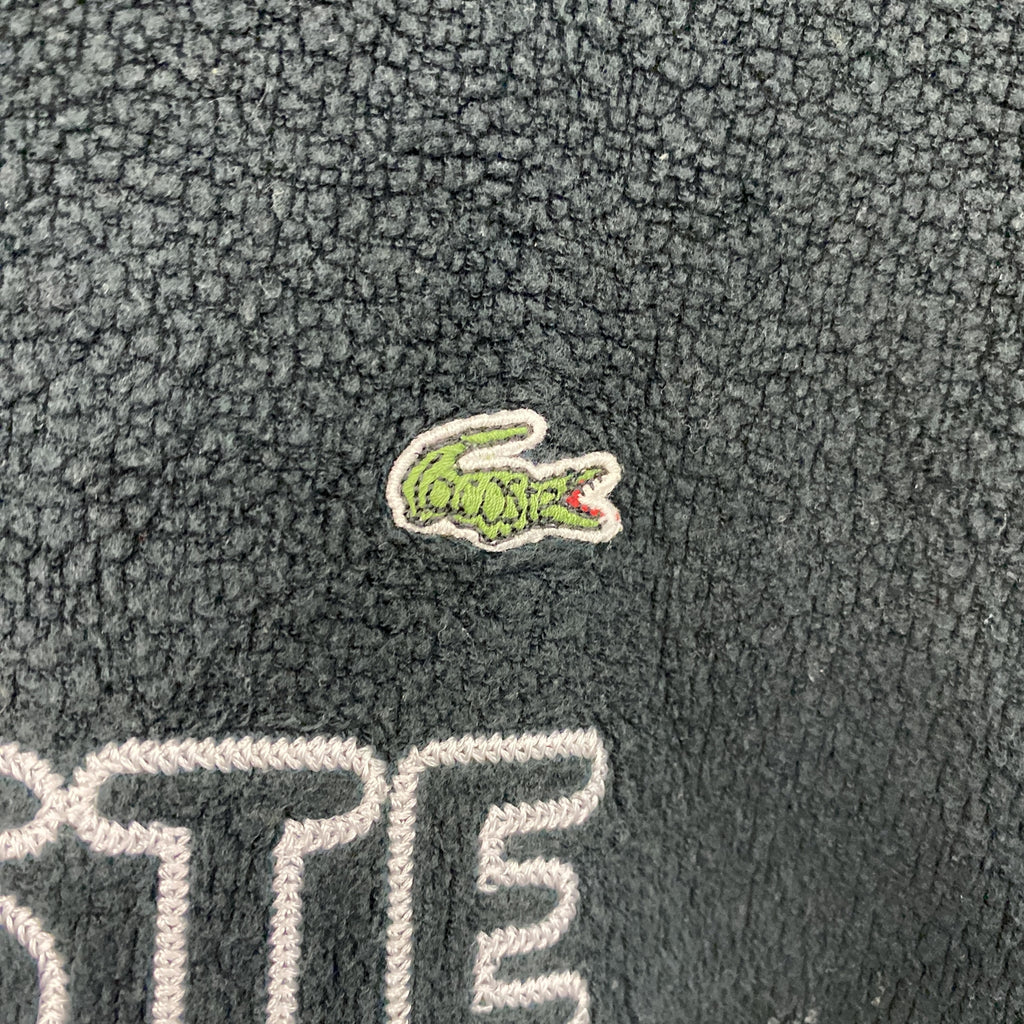 LACOSTE　ラコステ　フリースプルオーバージャケット　黒　白　ブラック　ホワイト　42サイズ　古着