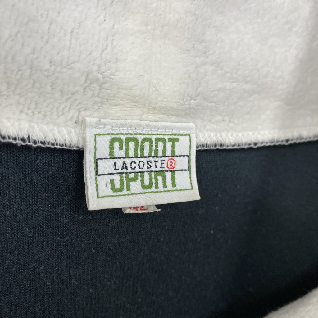 LACOSTE　ラコステ　フリースプルオーバージャケット　黒　白　ブラック　ホワイト　42サイズ　古着