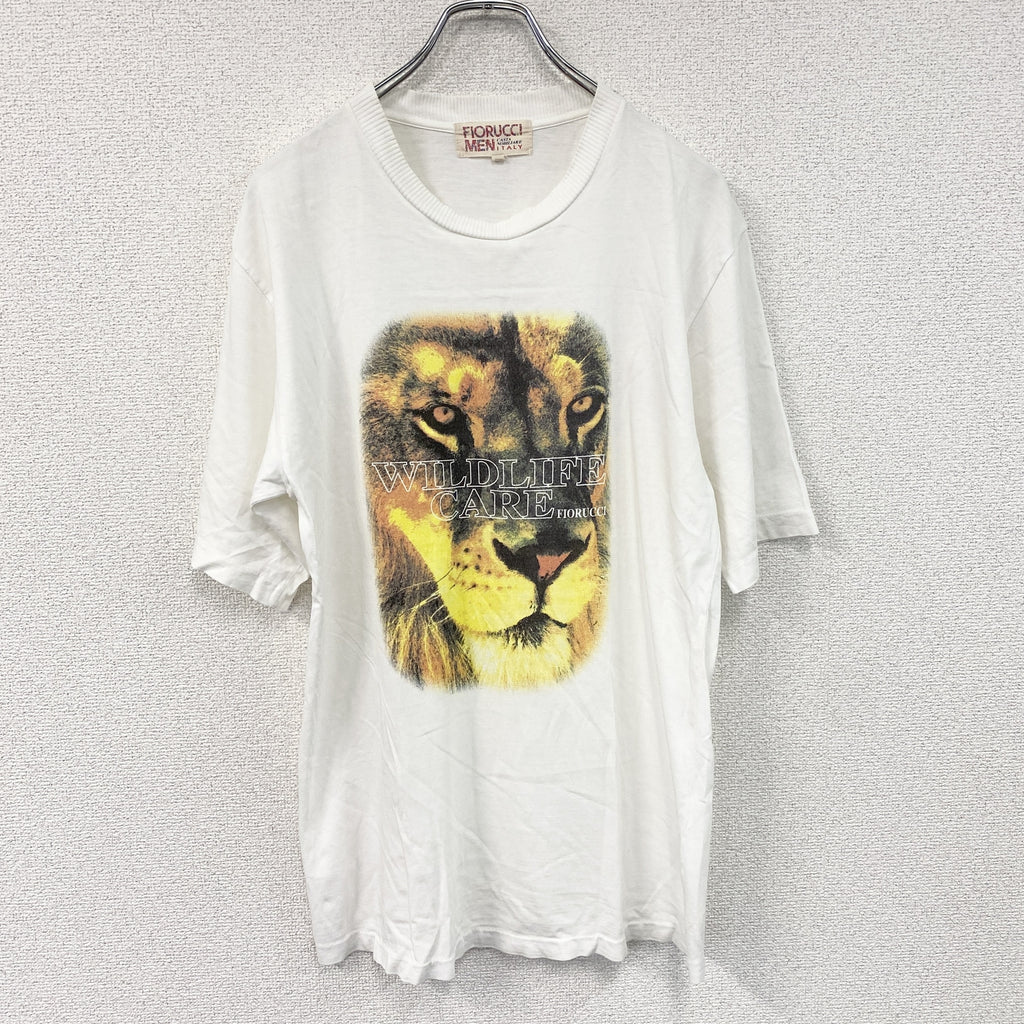 FIORUCCI MEN　フィオルッチ　半袖プリントTシャツ　シングルステッチ　ヴィンテージ　白　ホワイト　Mサイズ　古着