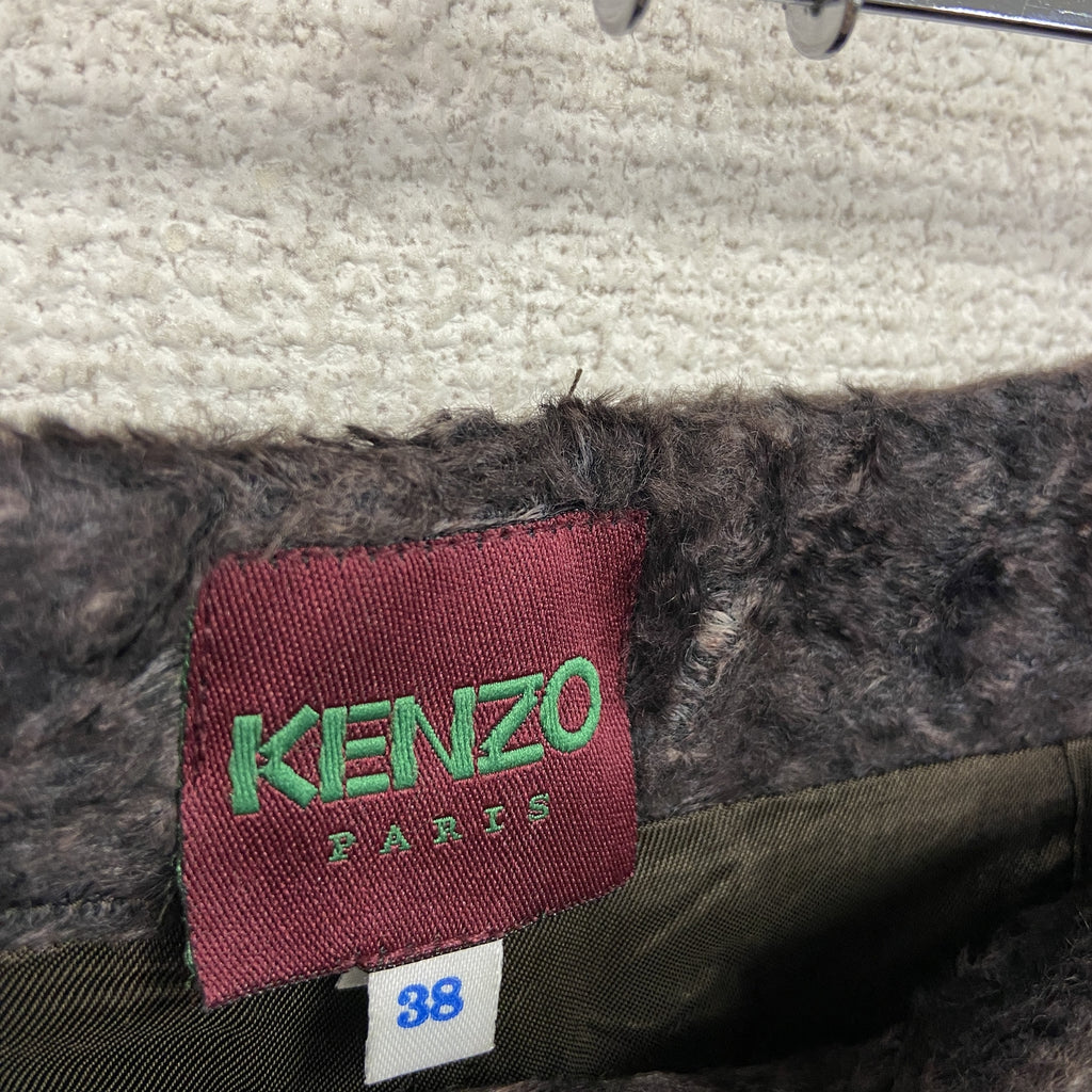 KENZO　テーパードパンツ/フェイクファーパンツ　こげ茶　ダークブラウン　38サイズ　古着