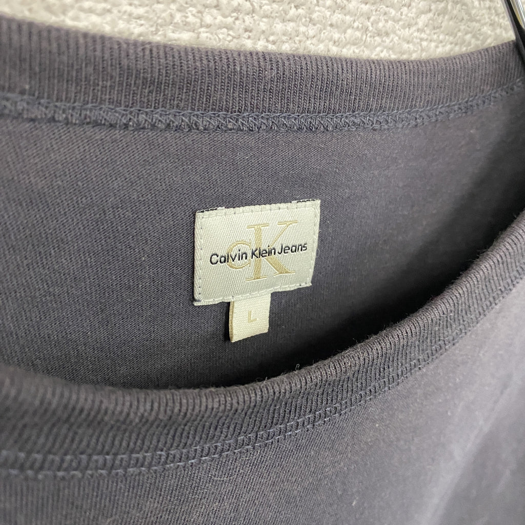 Calvin Klein Jeans　カルバンクライン　半袖プリントTシャツ　グレー　Lサイズ　古着