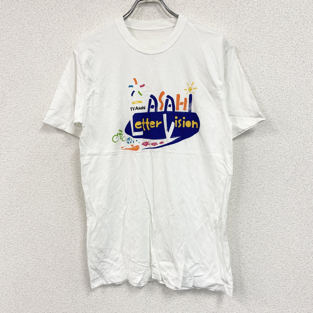 半袖プリントTシャツ　シングルステッチ　ヴィンテージ　テレビ朝日　白　ホワイト　古着
