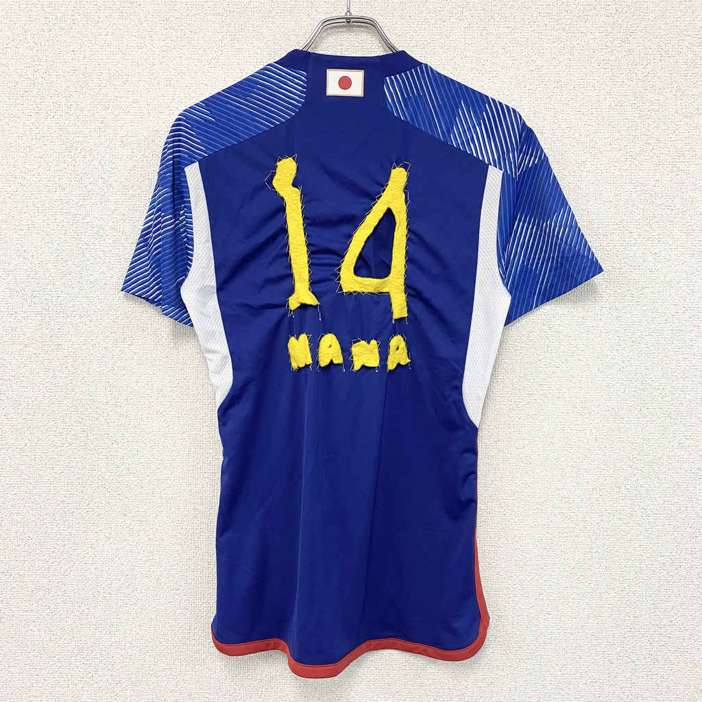 adidas　アディダス　サッカー　日本代表　半袖Tシャツ　ユニフォーム　青　ブルー　Sサイズ　古着
