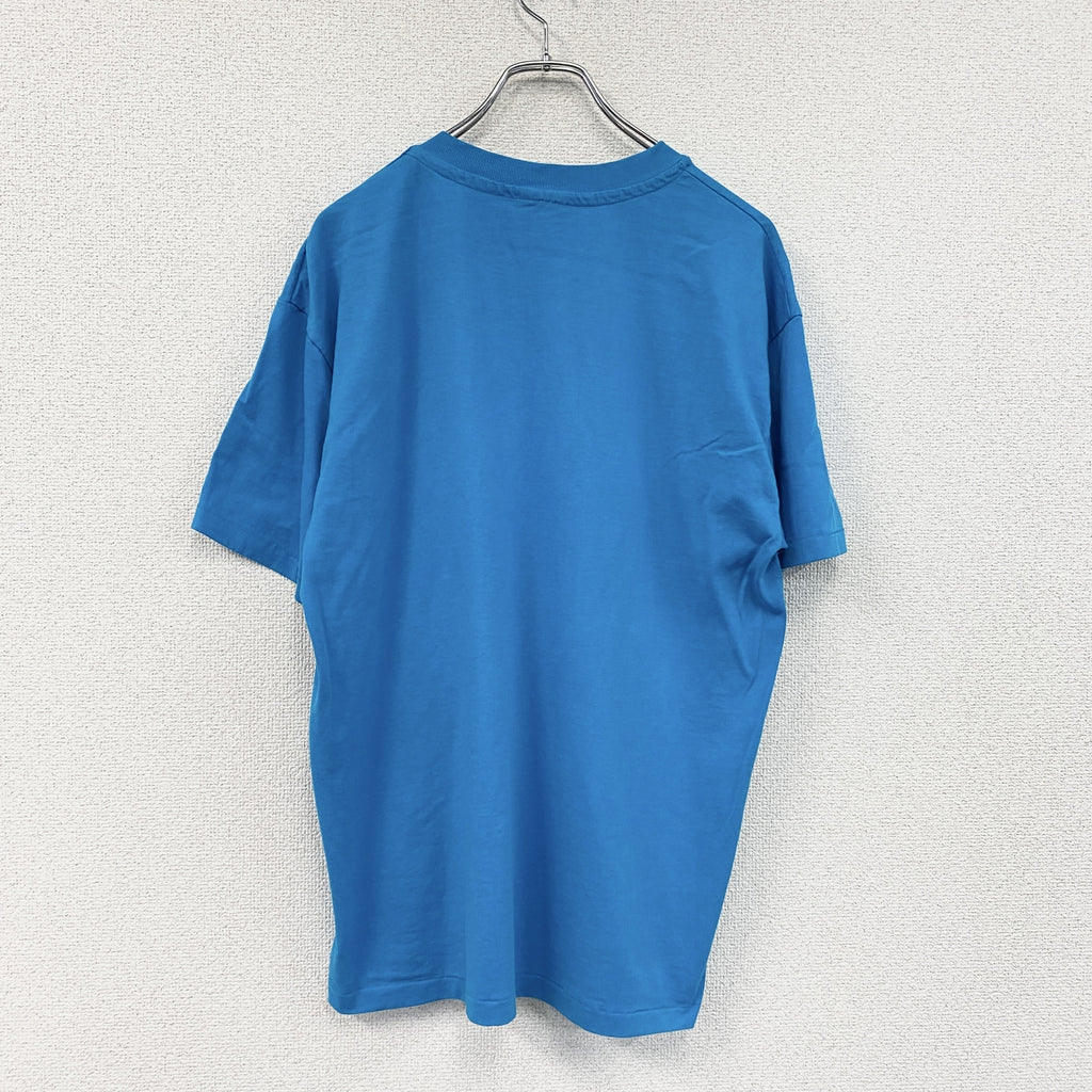 90s　YMCA　Indian Guide Programs　インディアンガイドプログラム　半袖プリントTシャツ　USA製　シングルステッチ　ヴィンテージ　青　ブルー　Lサイズ　古着