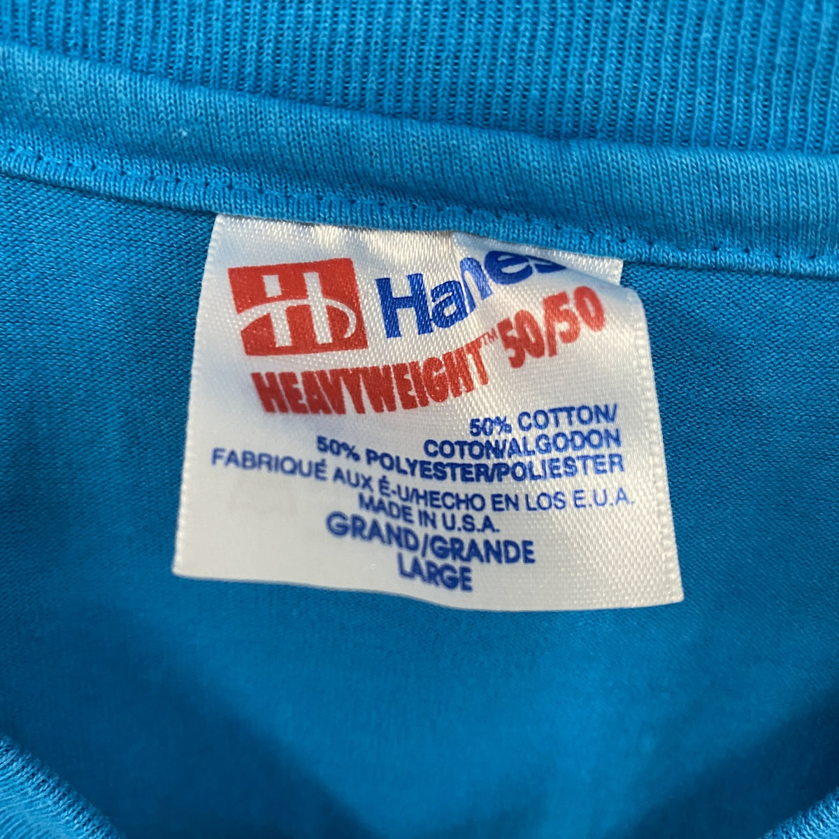 90s　YMCA　Indian Guide Programs　インディアンガイドプログラム　半袖プリントTシャツ　USA製　シングルステッチ　ヴィンテージ　青　ブルー　Lサイズ　古着