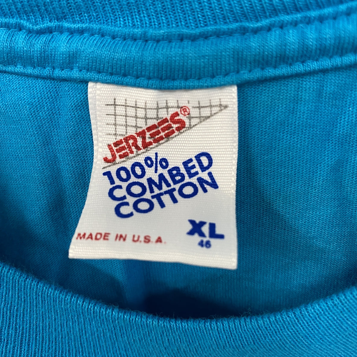 80s　JERZEES　ジャージーズ　LAME'S　半袖プリントTシャツ　USA製　ヴィンテージ　シングルステッチ　青　ブルー　XLサイズ　古着