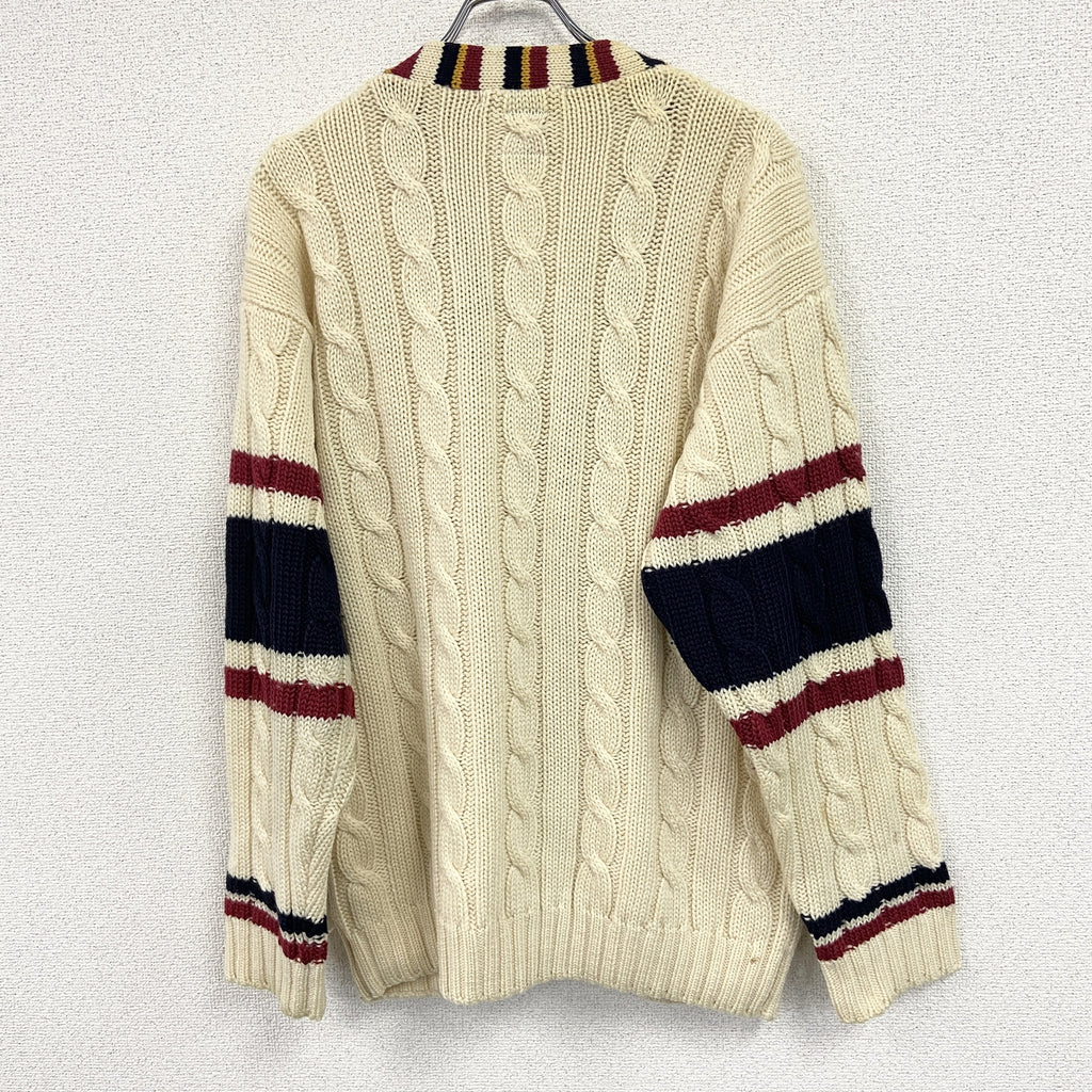 TOMMY HILFIGER　トミーヒルフィガー　ウールニットカーディガン　ベージュ　Mサイズ　古着
