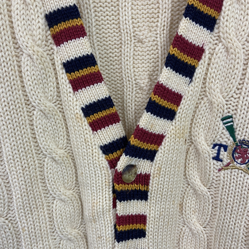 TOMMY HILFIGER　トミーヒルフィガー　ウールニットカーディガン　ベージュ　Mサイズ　古着