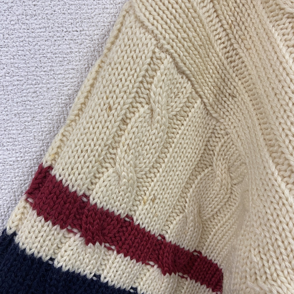 TOMMY HILFIGER　トミーヒルフィガー　ウールニットカーディガン　ベージュ　Mサイズ　古着
