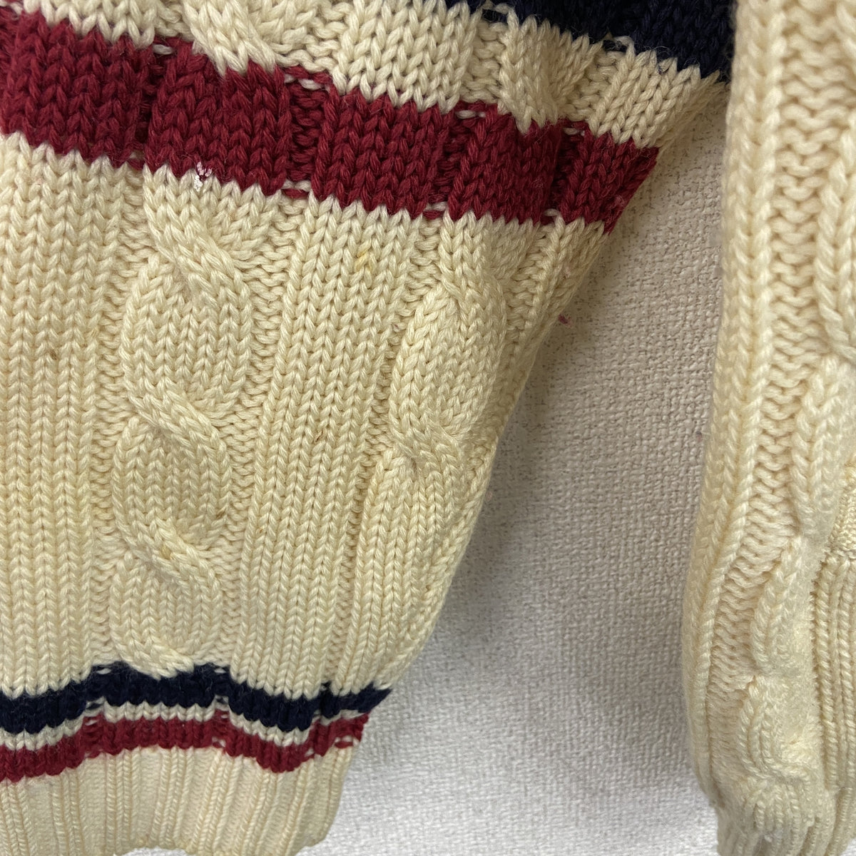 TOMMY HILFIGER　トミーヒルフィガー　ウールニットカーディガン　ベージュ　Mサイズ　古着