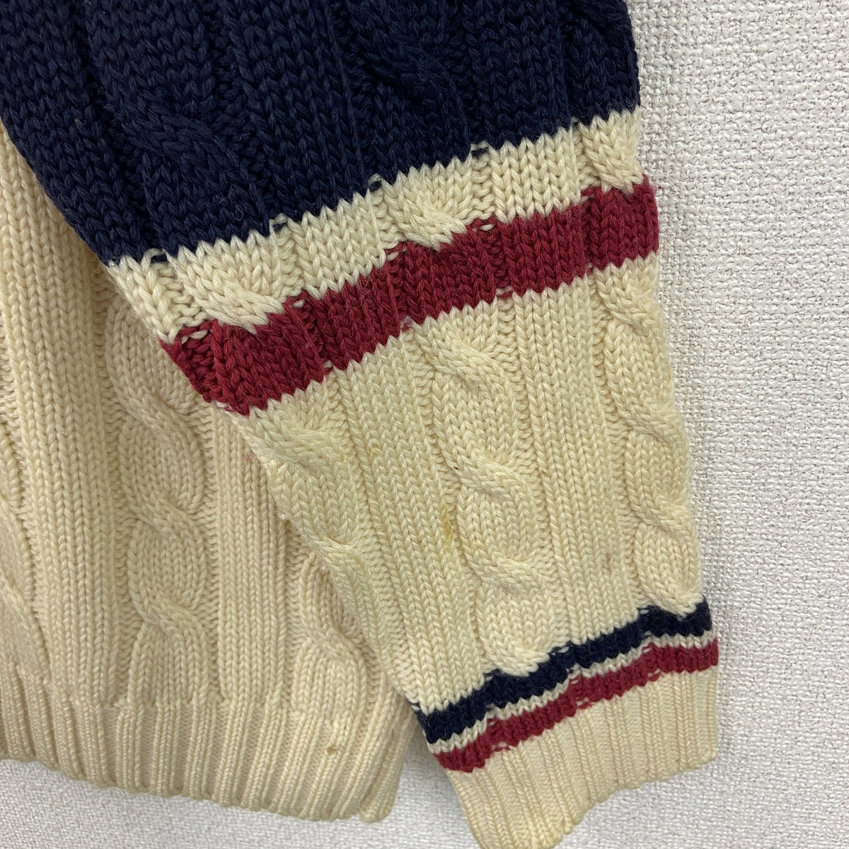 TOMMY HILFIGER　トミーヒルフィガー　ウールニットカーディガン　ベージュ　Mサイズ　古着