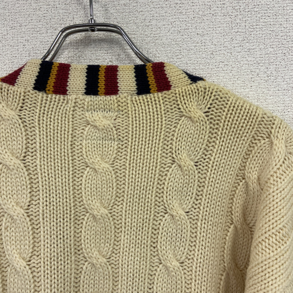 TOMMY HILFIGER　トミーヒルフィガー　ウールニットカーディガン　ベージュ　Mサイズ　古着