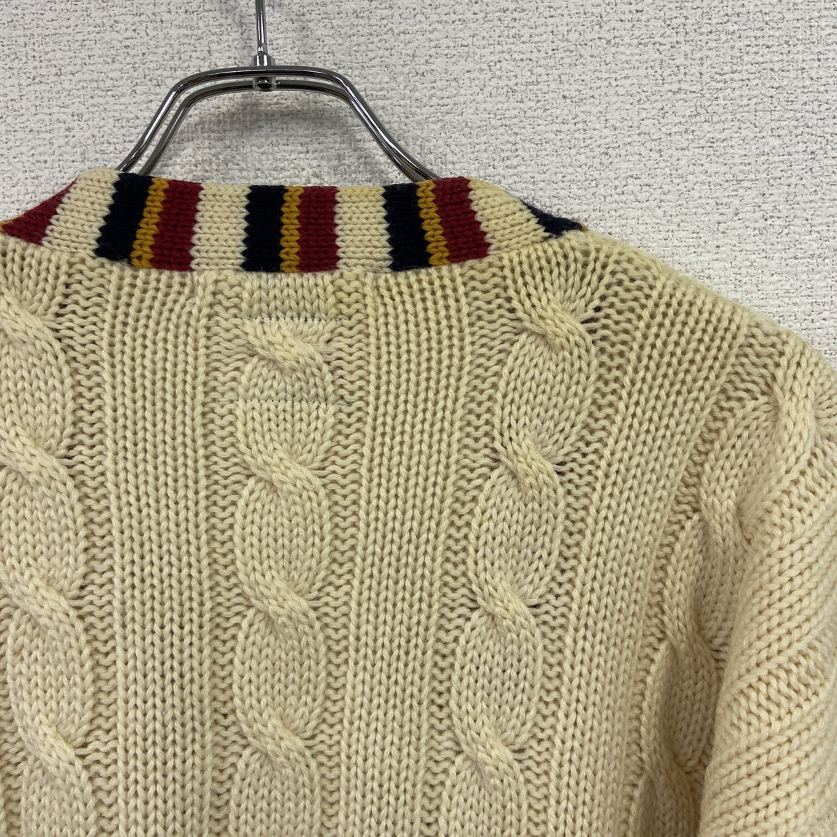 TOMMY HILFIGER　トミーヒルフィガー　ウールニットカーディガン　ベージュ　Mサイズ　古着