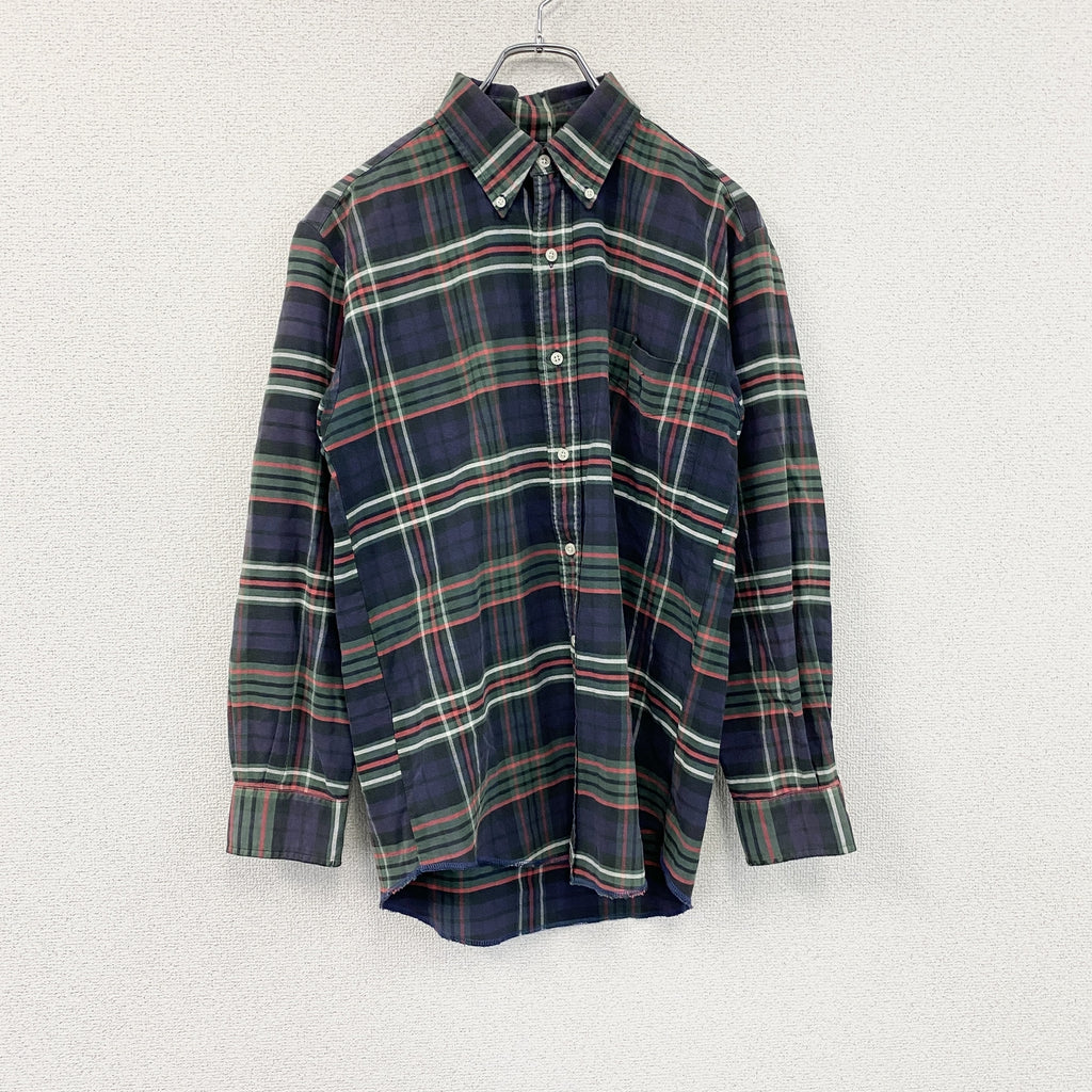 RALPH LAUREN　ラルフローレン　長袖ボタンダウンシャツ　チェック柄　マルチカラー　紺　ネイビー　Mサイズ　古着