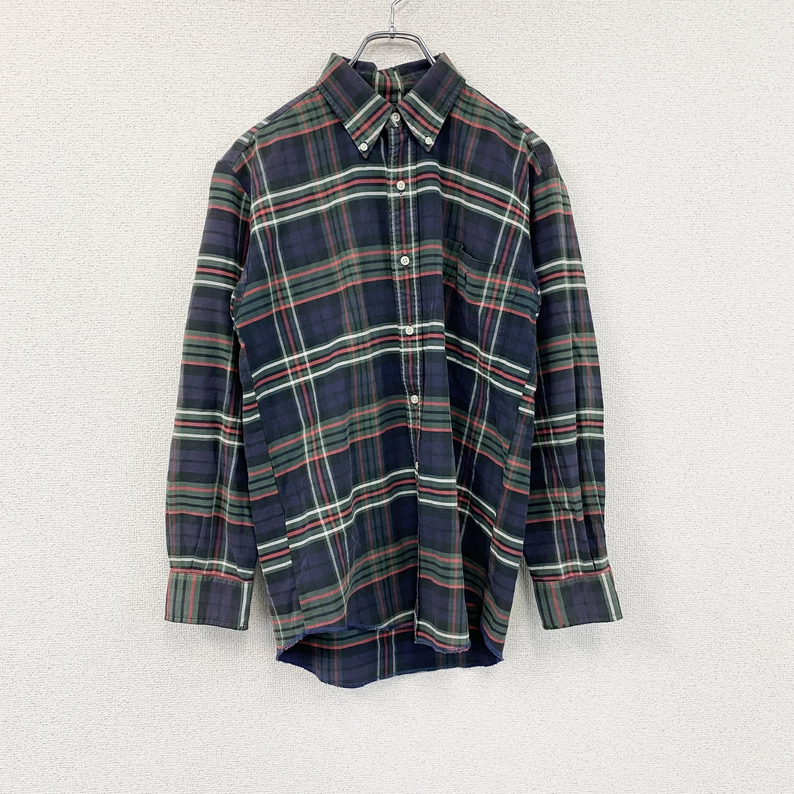 RALPH LAUREN　ラルフローレン　長袖ボタンダウンシャツ　チェック柄　マルチカラー　紺　ネイビー　Mサイズ　古着