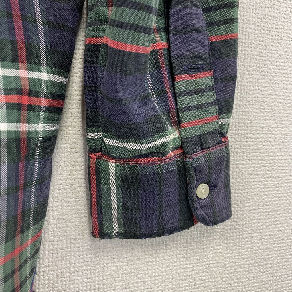 RALPH LAUREN　ラルフローレン　長袖ボタンダウンシャツ　チェック柄　マルチカラー　紺　ネイビー　Mサイズ　古着
