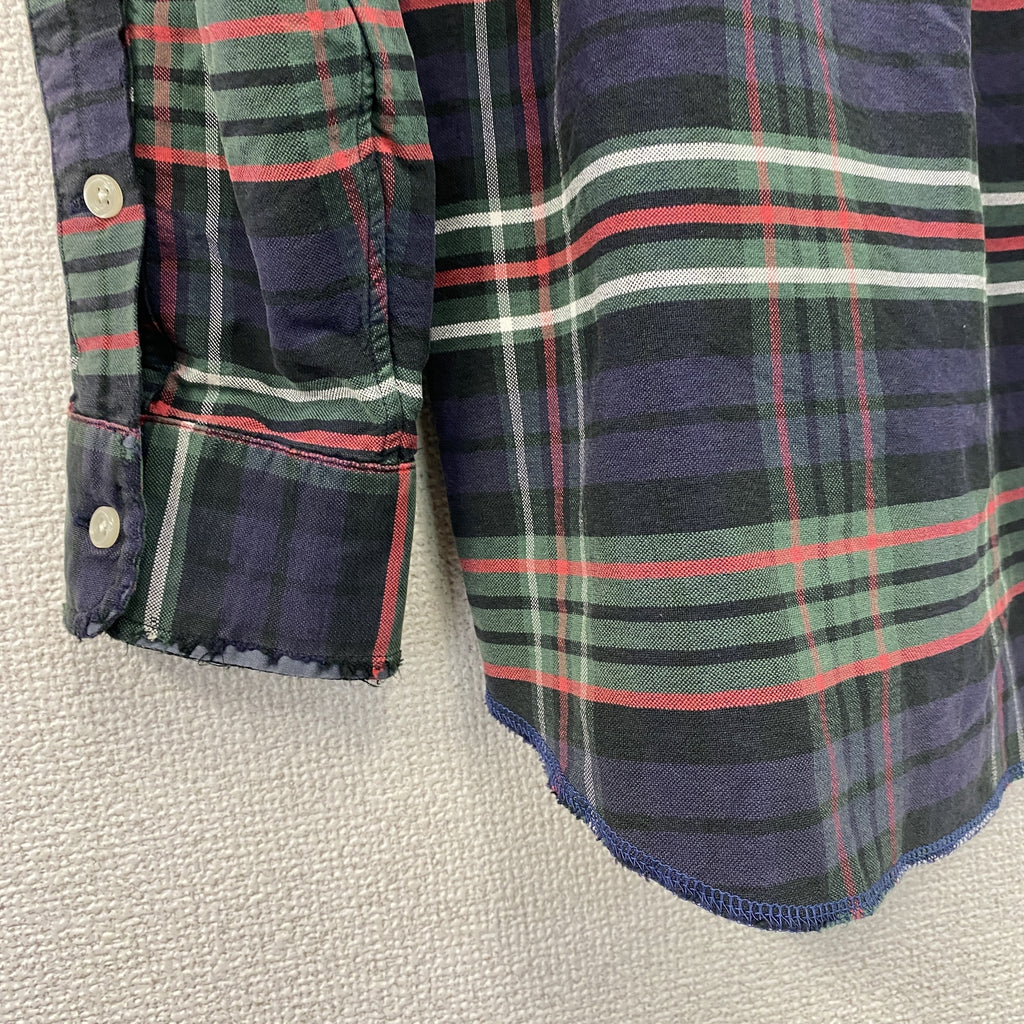 RALPH LAUREN　ラルフローレン　長袖ボタンダウンシャツ　チェック柄　マルチカラー　紺　ネイビー　Mサイズ　古着