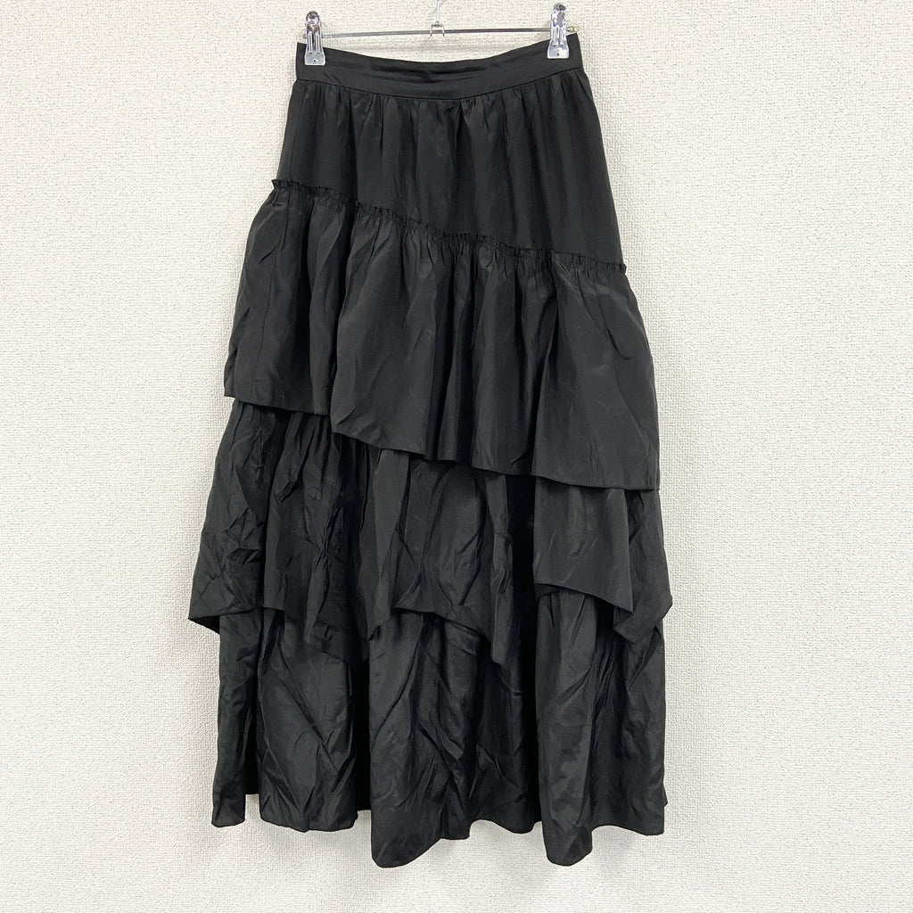 PAGEBOY　ページボーイ　アシンメトリーランダムティアードスカート/ギャザーフリル　黒　ブラック　Fサイズ　古着
