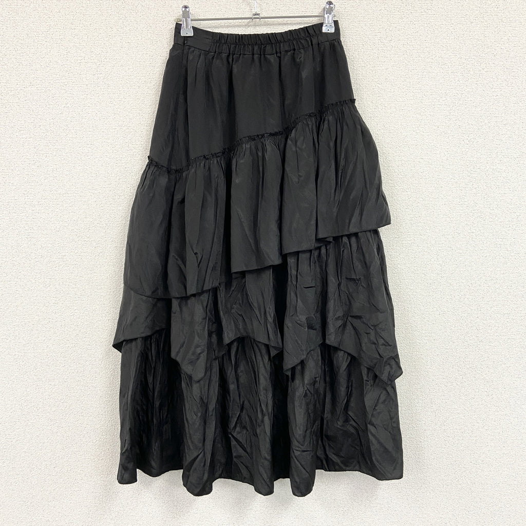 PAGEBOY　ページボーイ　アシンメトリーランダムティアードスカート/ギャザーフリル　黒　ブラック　Fサイズ　古着