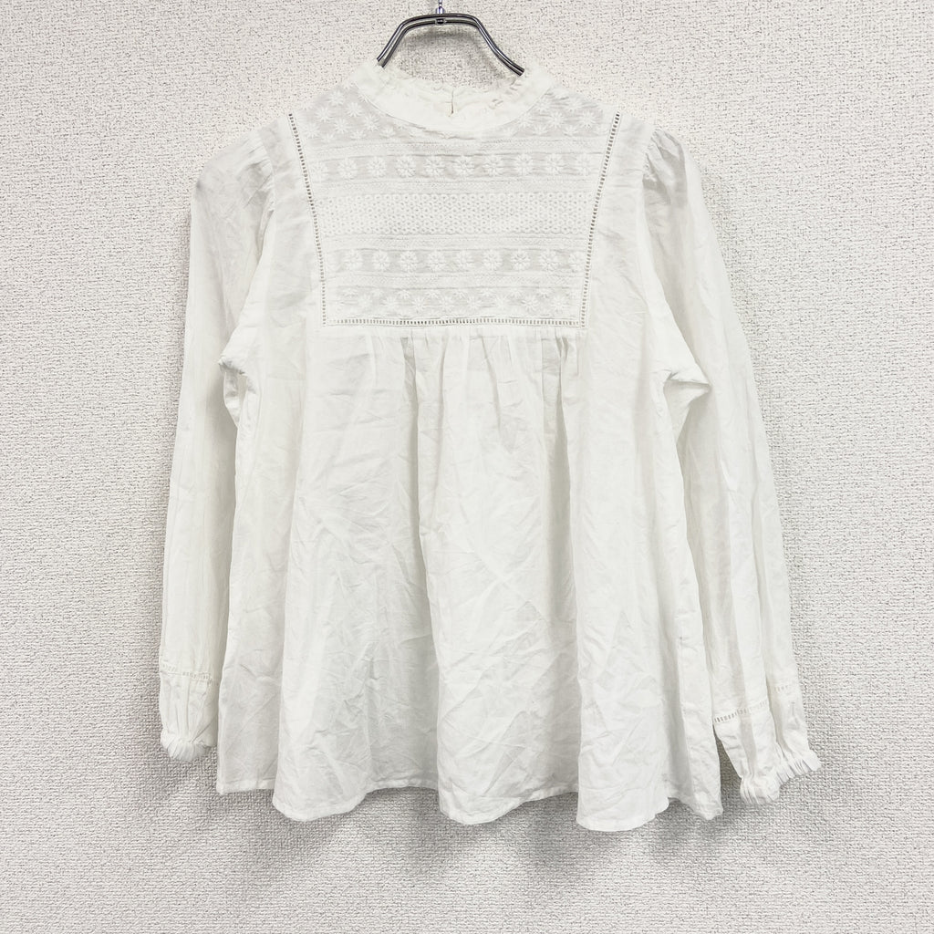 SONNY LABEL　サニーレーベル　レースブラウス　スタンドカラー　白　ホワイト　古着