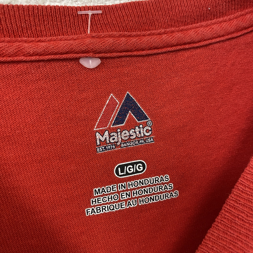 Majestic　マジェスティック　バッファロー・ビルズ　半袖プリントTシャツ　赤　レッド　Lサイズ　古着