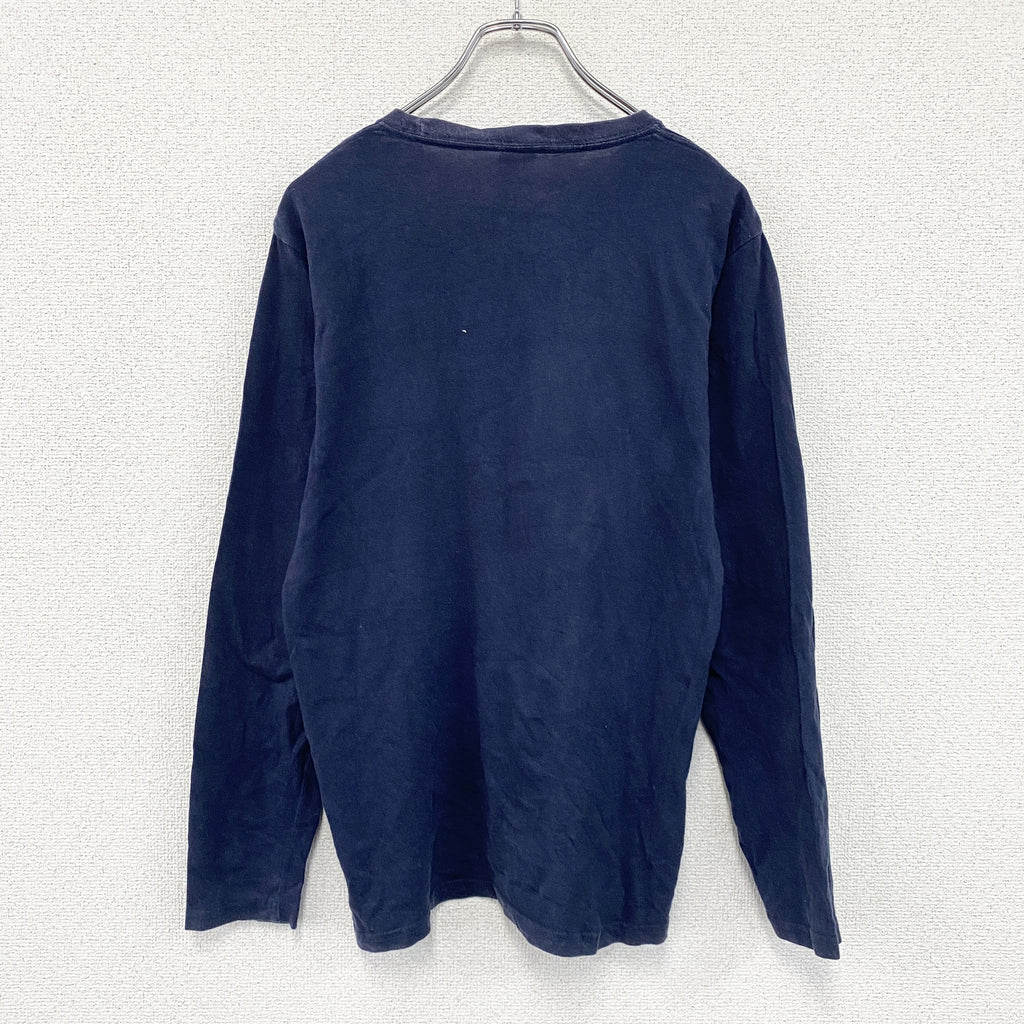HANG TEN　ハンテン　長袖プリントTシャツ/ロンT　紺　ネイビー　Mサイズ　古着