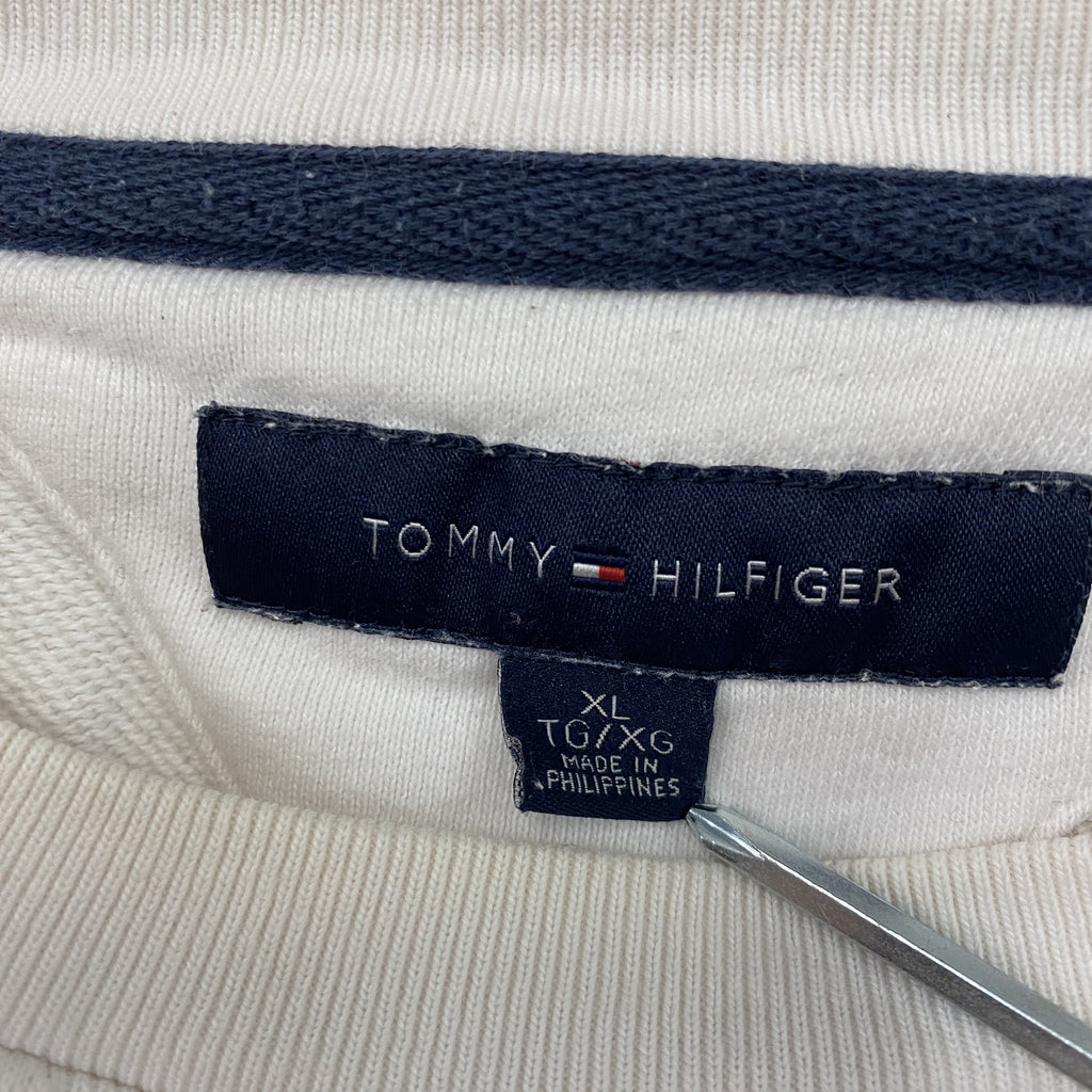 TOMMY HILFIGER　トミーヒルフィガー　スウェット/トレーナー　前V　白　ホワイト　XLサイズ　古着