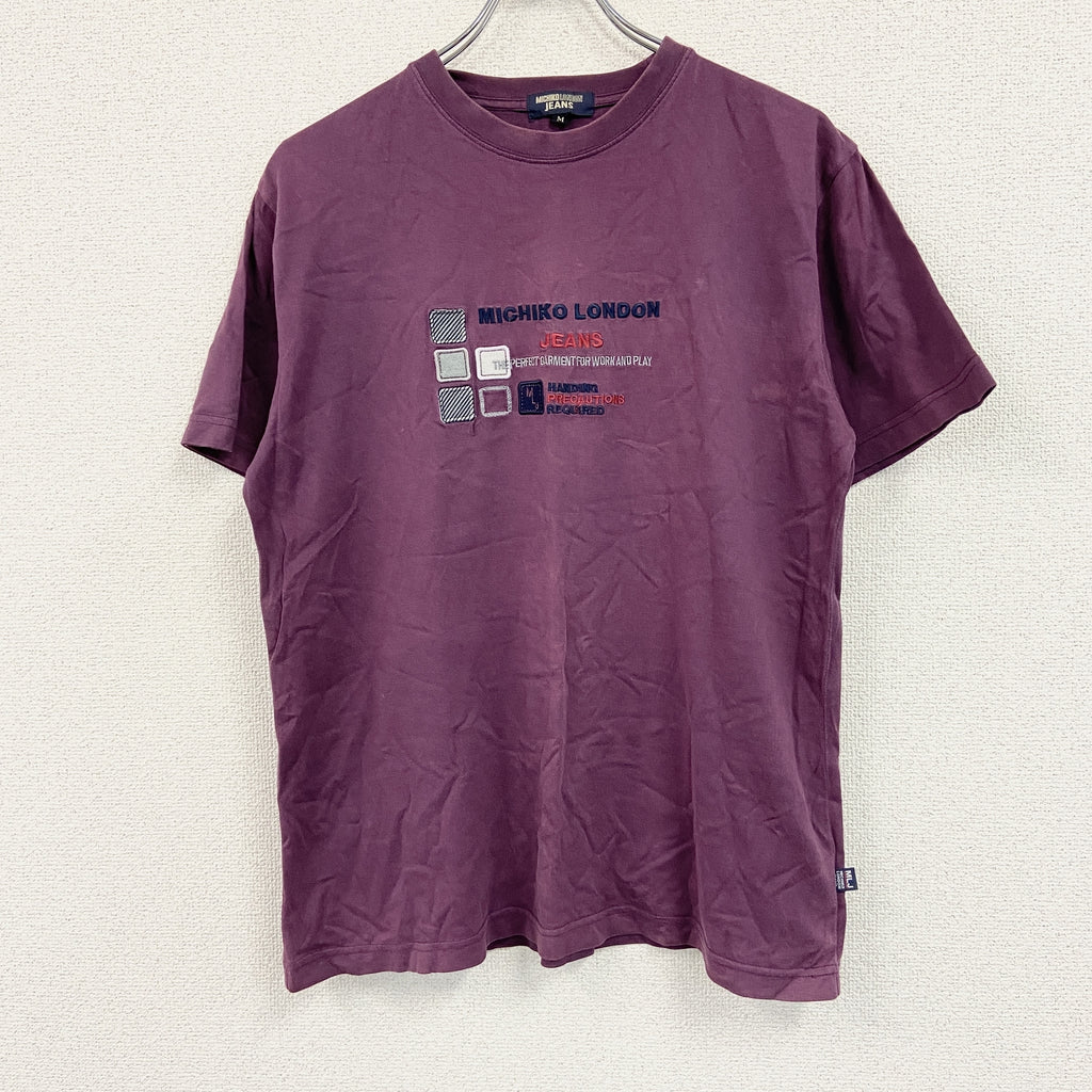MICHIKOLONDON JEANS　ミチコロンドンジーンズ　半袖プリントTシャツ　ボルドー　Mサイズ　古着