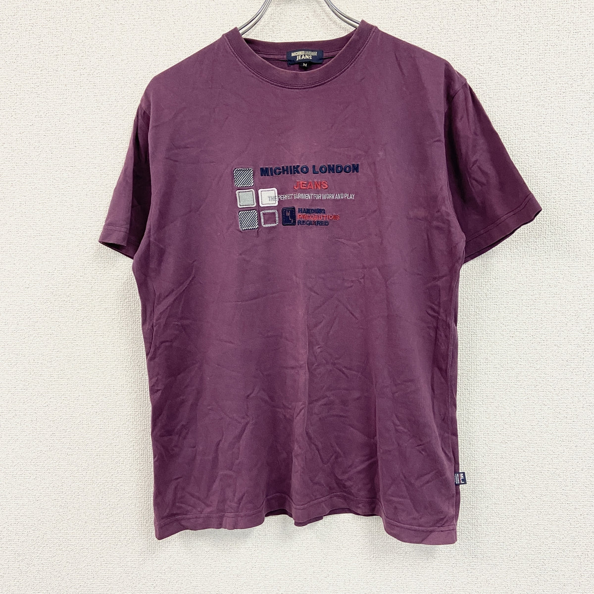 MICHIKOLONDON JEANS　ミチコロンドンジーンズ　半袖プリントTシャツ　ボルドー　Mサイズ　古着