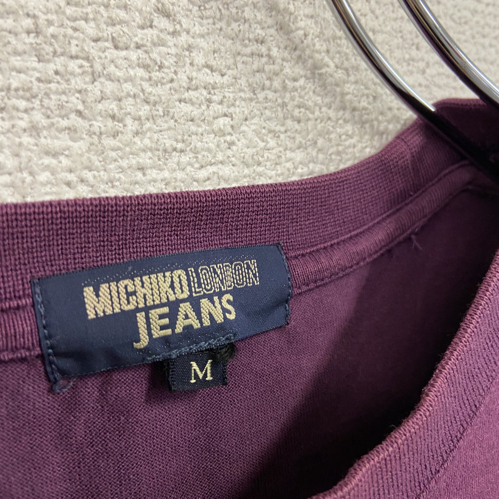 MICHIKOLONDON JEANS　ミチコロンドンジーンズ　半袖プリントTシャツ　ボルドー　Mサイズ　古着