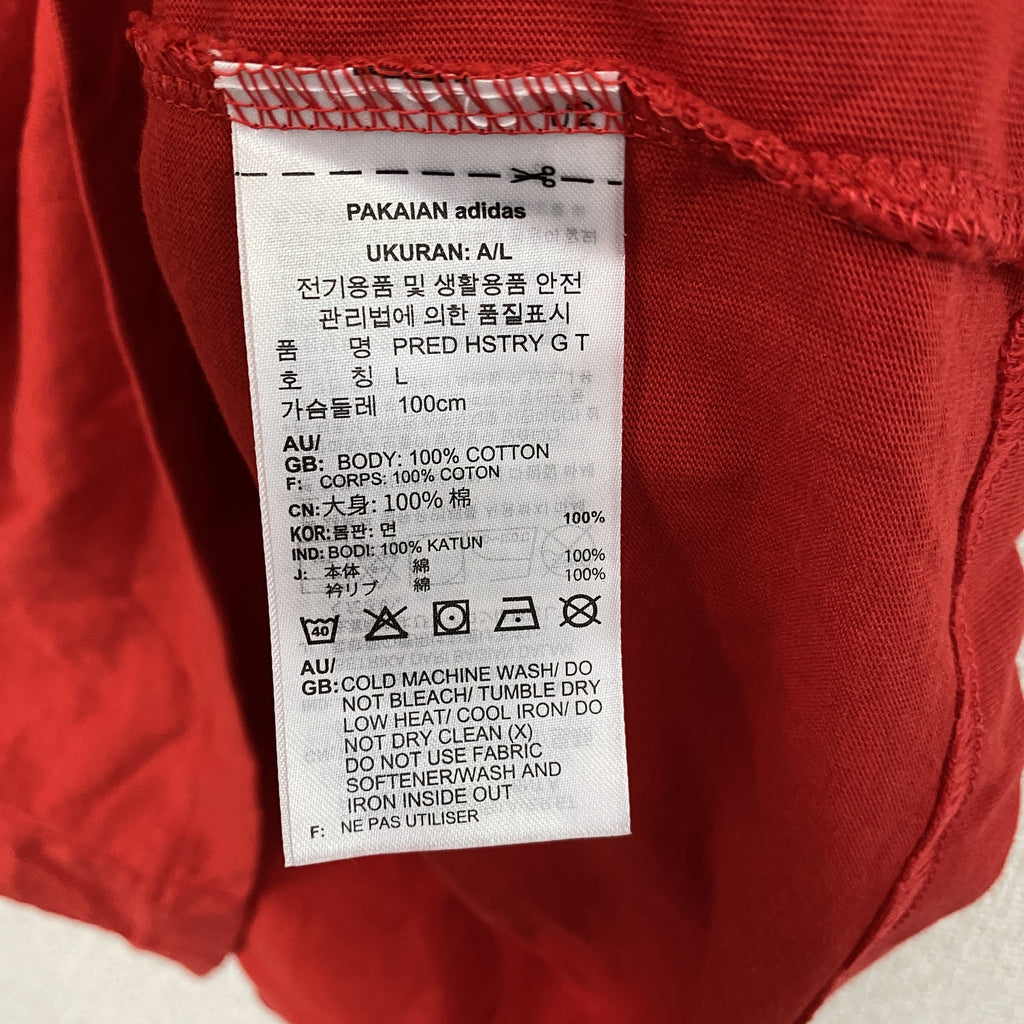 adidas　アディダス　半袖プリントTシャツ　赤　レッド　XLサイズ　古着
