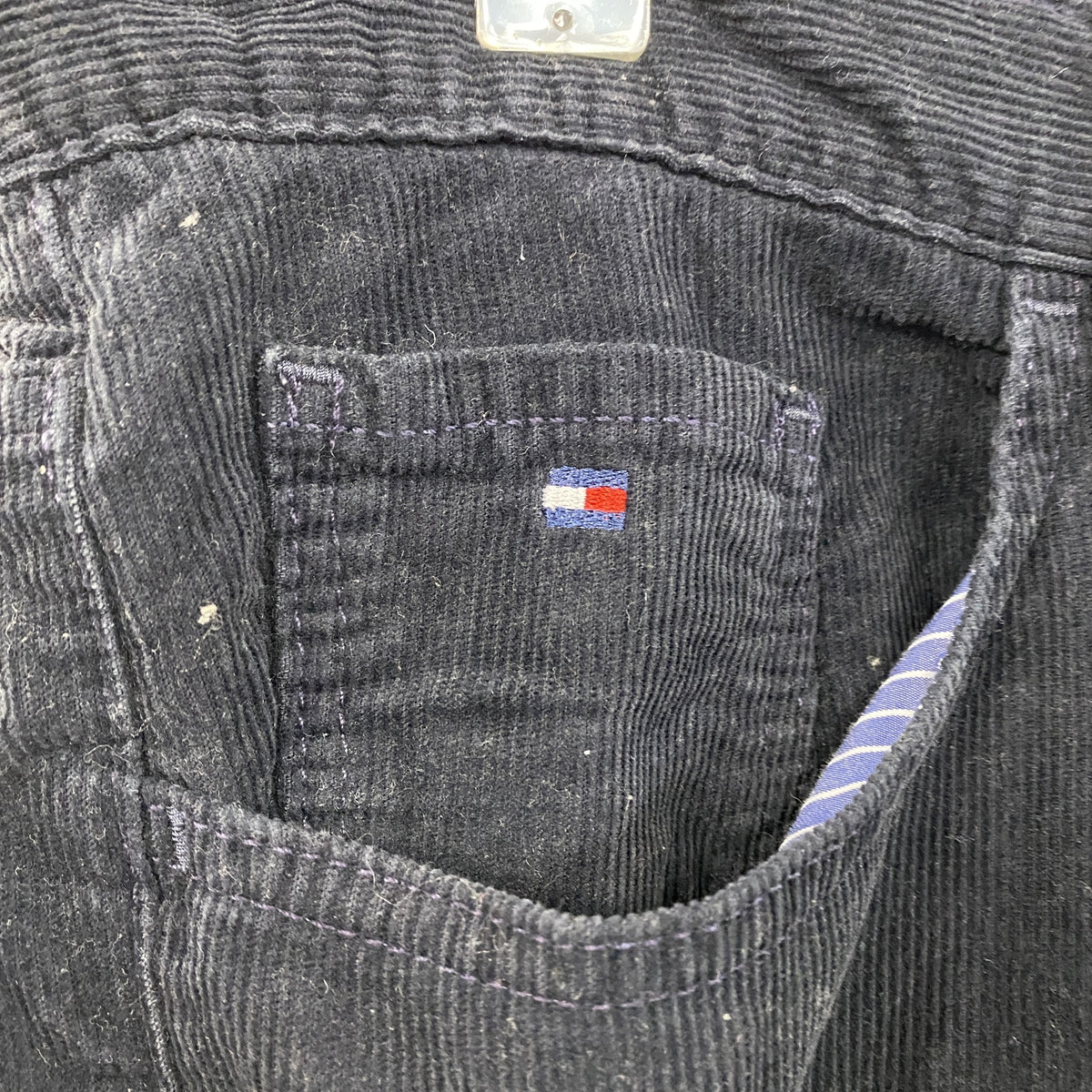 TOMMY HILFIGER　トミーヒルフィガー　コーデュロイパンツ　ジップフライ　黒　ブラック　32/32サイズ 古着
