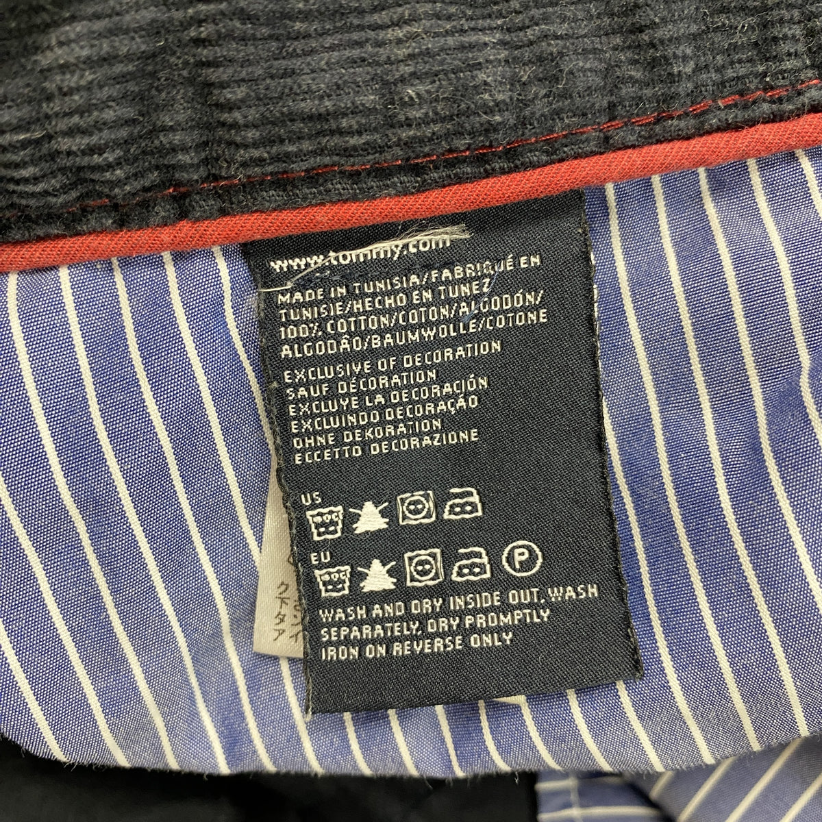 TOMMY HILFIGER　トミーヒルフィガー　コーデュロイパンツ　ジップフライ　黒　ブラック　32/32サイズ 古着
