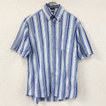 TOMMY HILFIGER　トミーヒルフィガー　半袖ボタンダウンシャツ　ストライプ　マルチカラー　青　ブルー　Mサイズ　古着