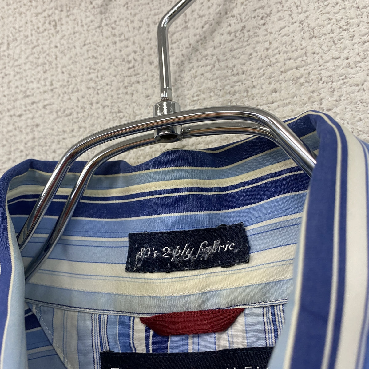 TOMMY HILFIGER　トミーヒルフィガー　半袖ボタンダウンシャツ　ストライプ　マルチカラー　青　ブルー　Mサイズ　古着