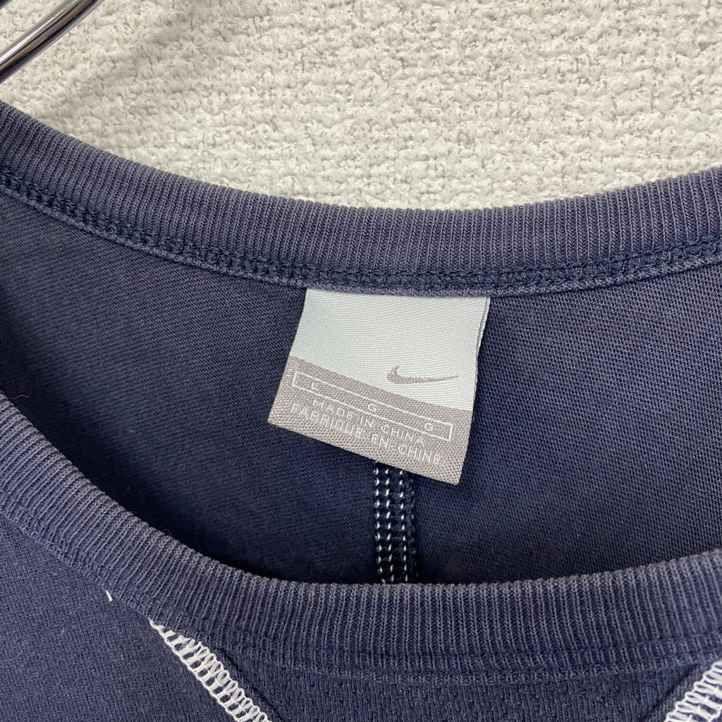 NIKE　ナイキ　半袖Tシャツ　ラグランスリーブ　スウッシュ　紺　ネイビー　Lサイズ　古着