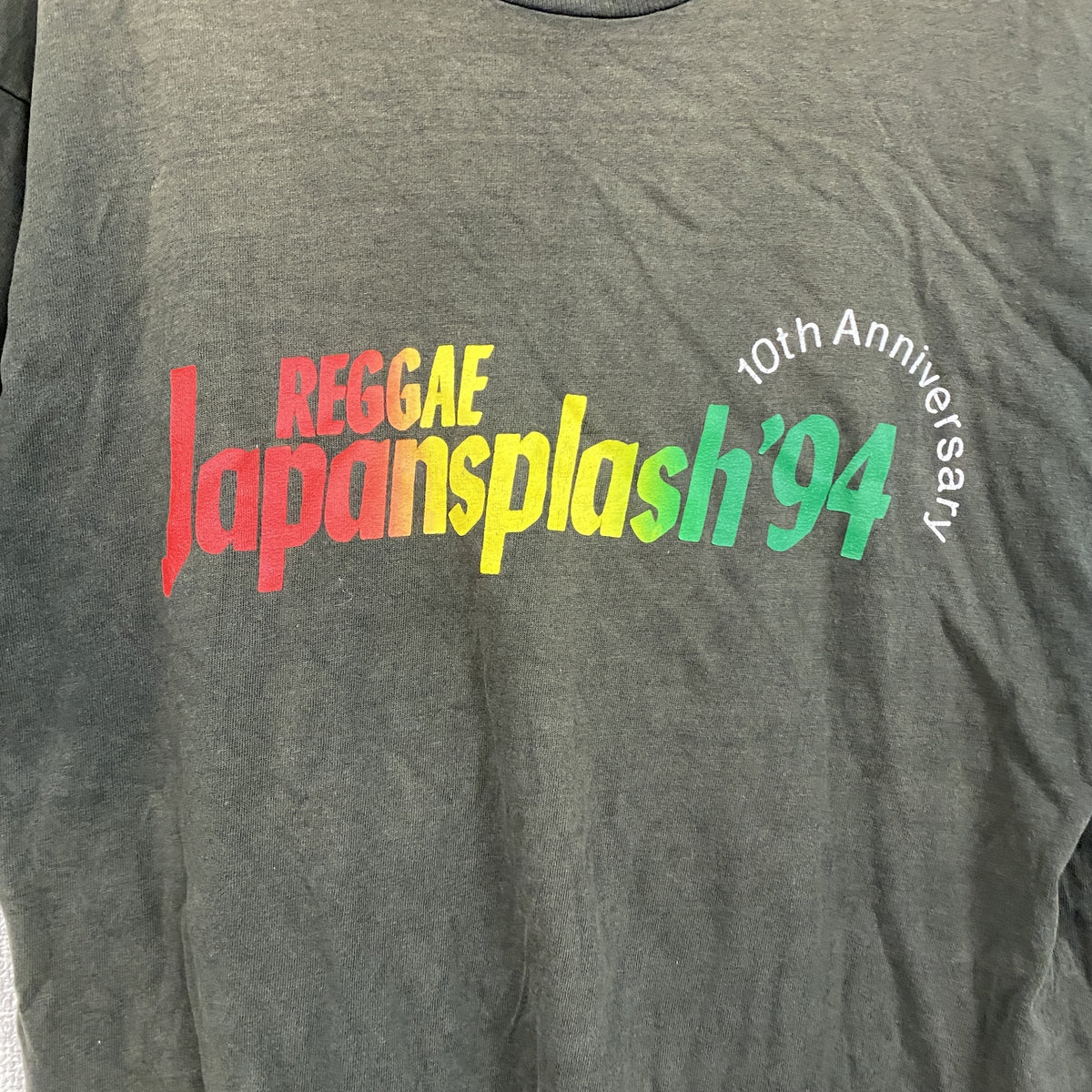 REGGAE JAPAN SPLASH’94　半袖プリントTシャツ　シングルステッチ　ヴィンテージ　フェード　黒　ブラック　古着
